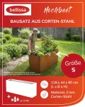 bellissa - Hochbeet Metall PANNELLO – großer modularer Cortenstahl Pflanzkübel (116 x 44 x 80 cm) – wetterfest & erweiterbar mit natürlicher Rostpatina – für Kräuter und Gemüse in Garten & Terrasse - Thumbnail 2