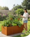 bellissa - Hochbeet Metall PANNELLO – großer modularer Cortenstahl Pflanzkübel (116 x 44 x 50 cm) – wetterfest & erweiterbar mit natürlicher Rostpatina – für Kräuter und Gemüse in Garten & Terrasse - Thumbnail 9