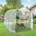 Outsunny Foliengewächshaus Tomatenhaus Pflanzenhaus aus PVC mit Runddach 7m² - Thumbnail 3