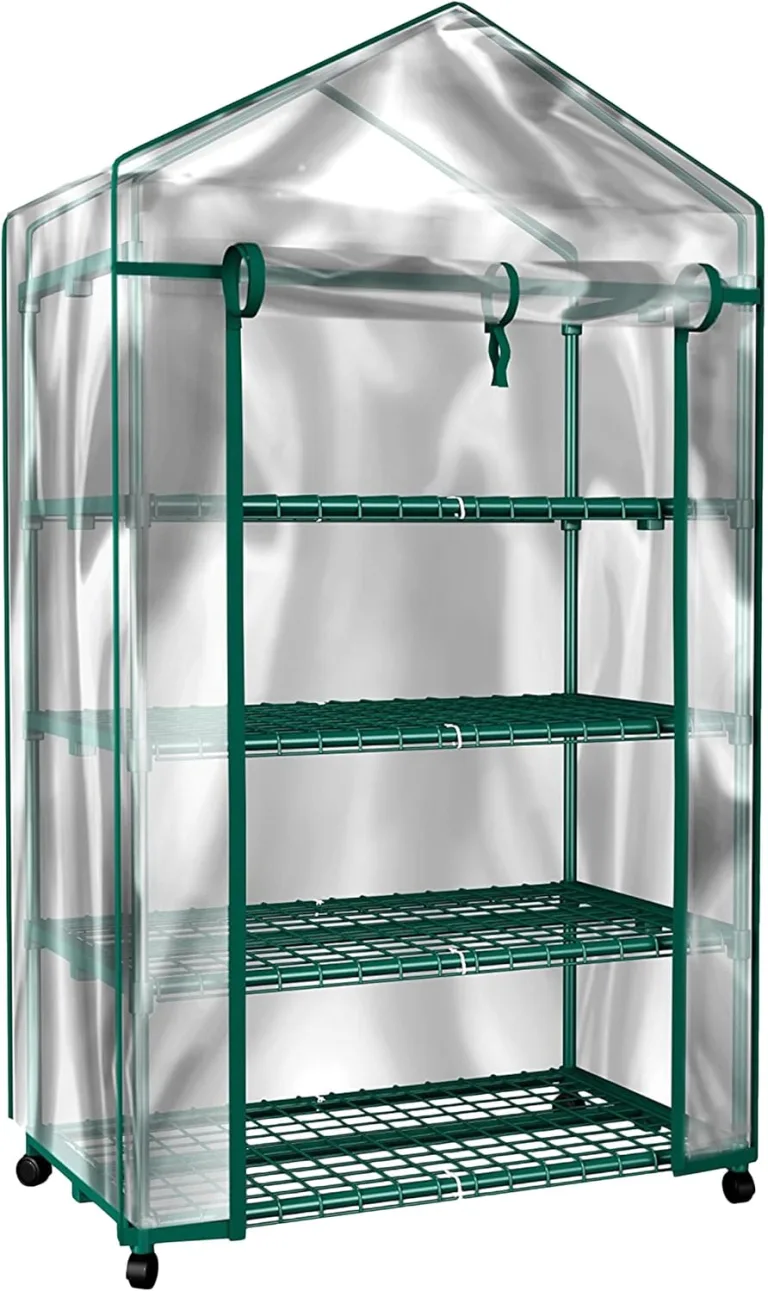 Mini-Gewächshaus mit 4 Ebenen, tragbares Gewächshaus mit feststellbaren Rädern und PVC-Abdeckung für drinnen und draußen, 68 x 48 x 160 cm, Gewächshaus von Home-Complete – Bild 1