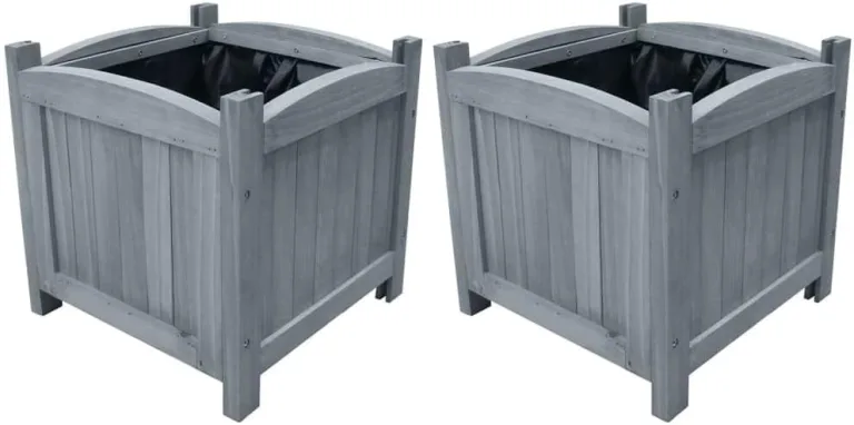 vidaXL 2X Holz Hochbeet Pflanzkübel Blumenkasten Blumenkübel Pflanztrog Garten – Bild 7