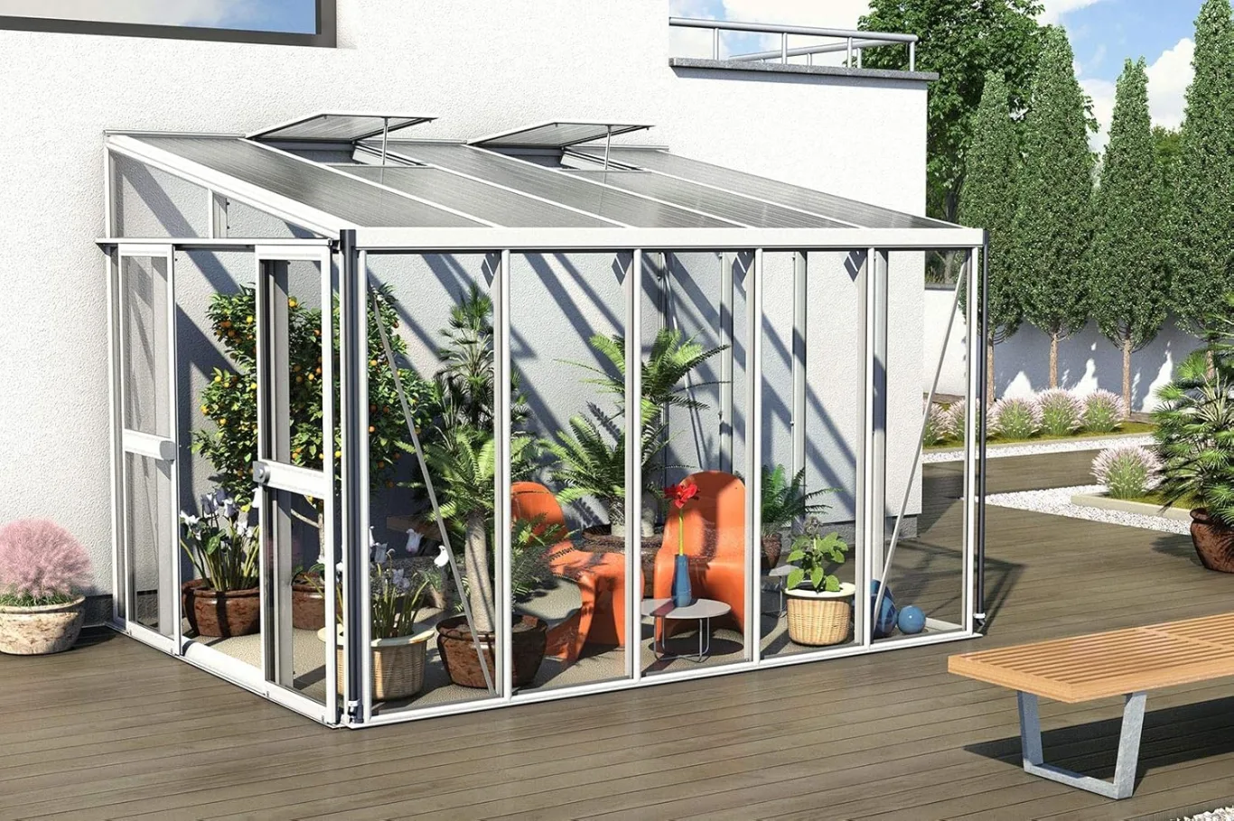 Vitavia Anlehngewächshaus Helena aus Alu/Glas weiß Helena 8600 - Bild 1
