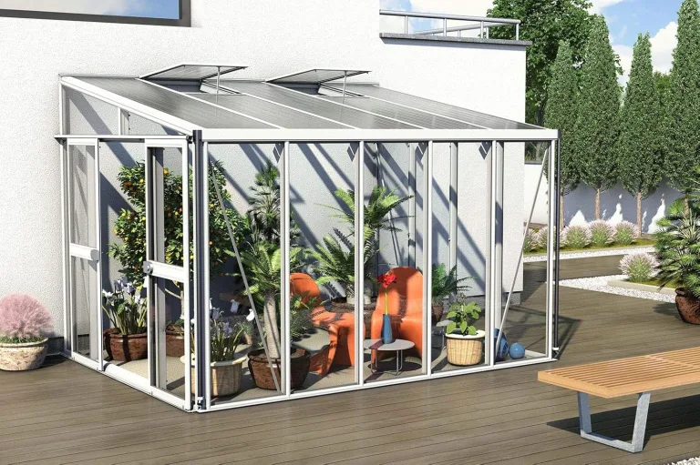 Vitavia Anlehngewächshaus Helena aus Alu/Glas weiß Helena 8600 – Bild 1