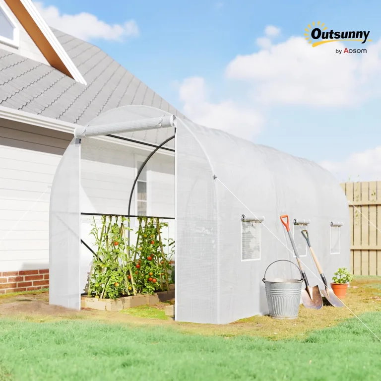 Outsunny Gewächshaus Foliengewächshaus Treibhaus Pflanzenhaus Folien 350x200x200 cm Weiß – Bild 2