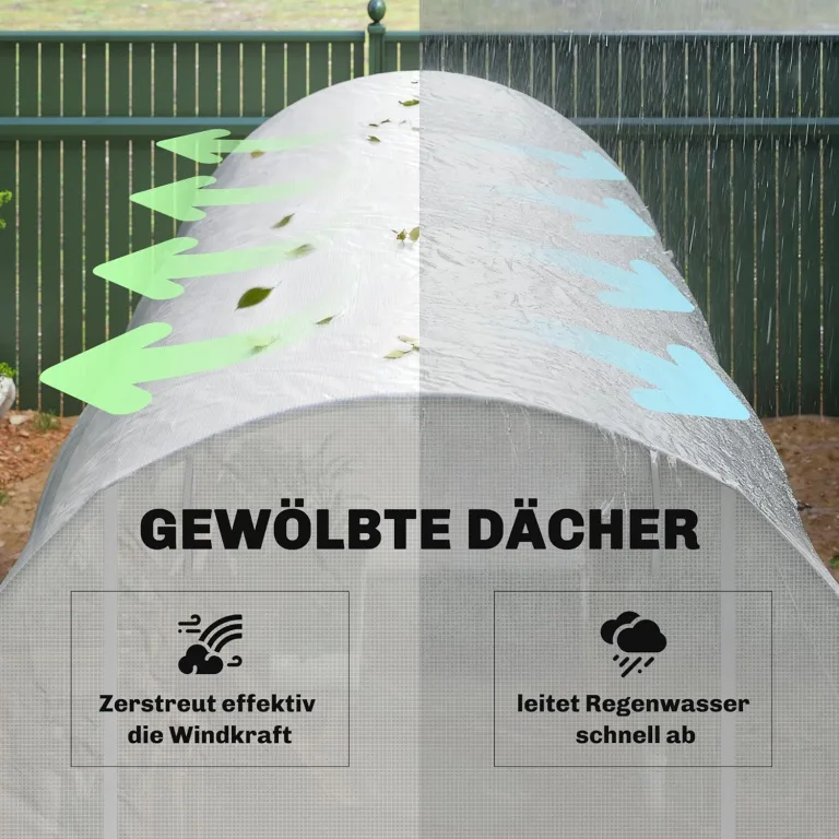 Outsunny Gewächshaus Foliengewächshaus Treibhaus Pflanzenhaus Folien 350x200x200 cm Weiß – Bild 8