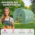 TecTake Gewächshaus Foliengewächshaus Folientunnel ca. 7m² | 6 Fenster mit Fliegenschutzgitter | inkl. Spannschnüre und Metallheringe - Thumbnail 4
