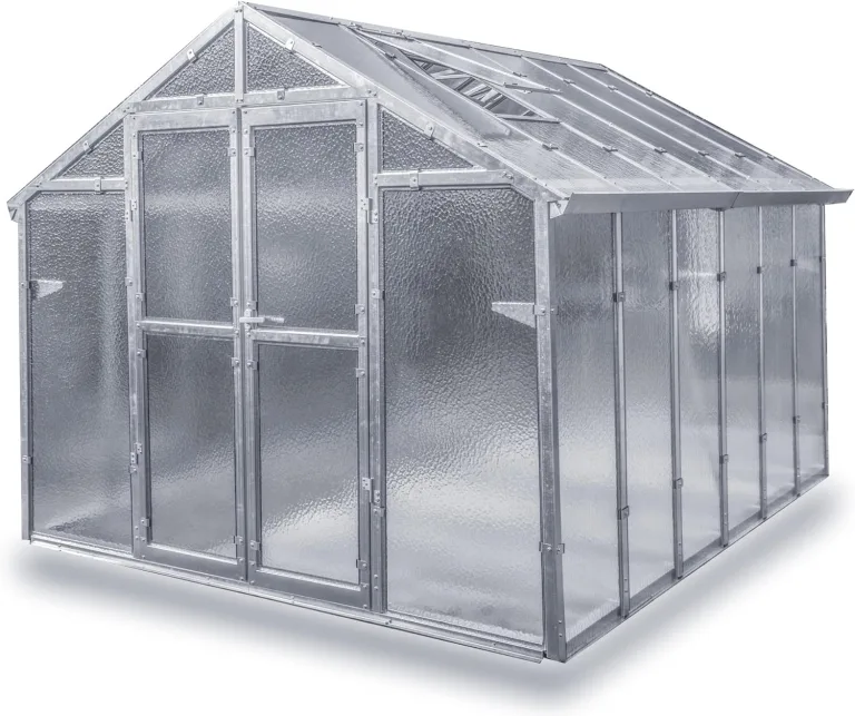 Gewächshaus Junior aus verzinkten Stahlblechprofilen und Echt-Glas, Breite 2,49 m x Länge 4,06 m = 10 m² – Bild 1