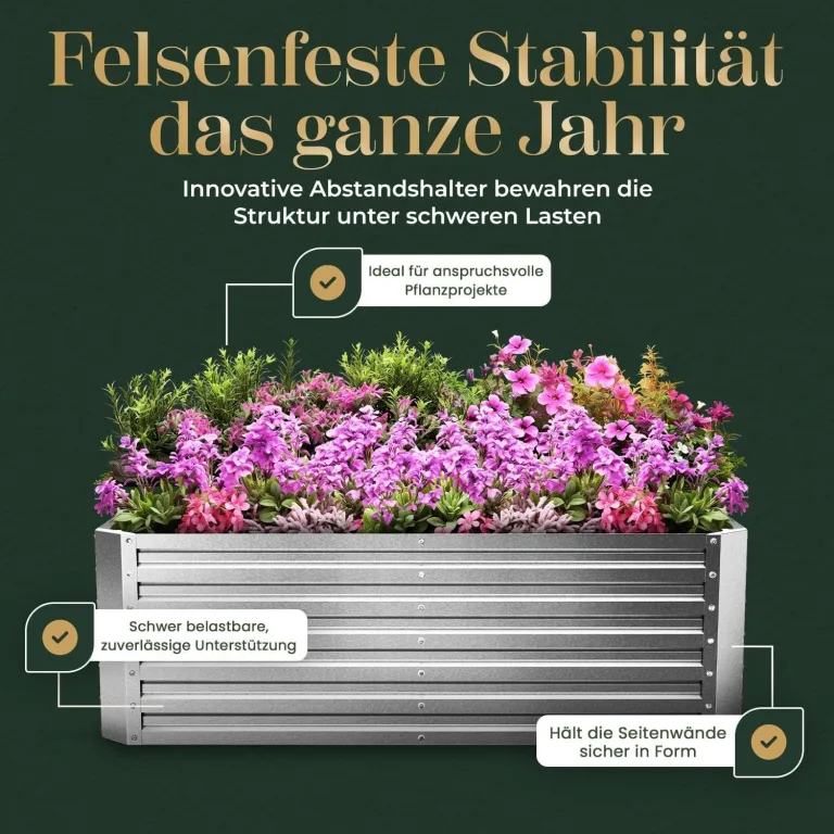 Gabiona | Hochbeet Metall verzinkt 184x90x60 cm – Großes Hochbeet für Garten, Gemüse, Kräuter & Blumen – Wetterfest, rostfrei, stabil – 990 L Volumen – Pflanzkasten rechteckig – Bild 8