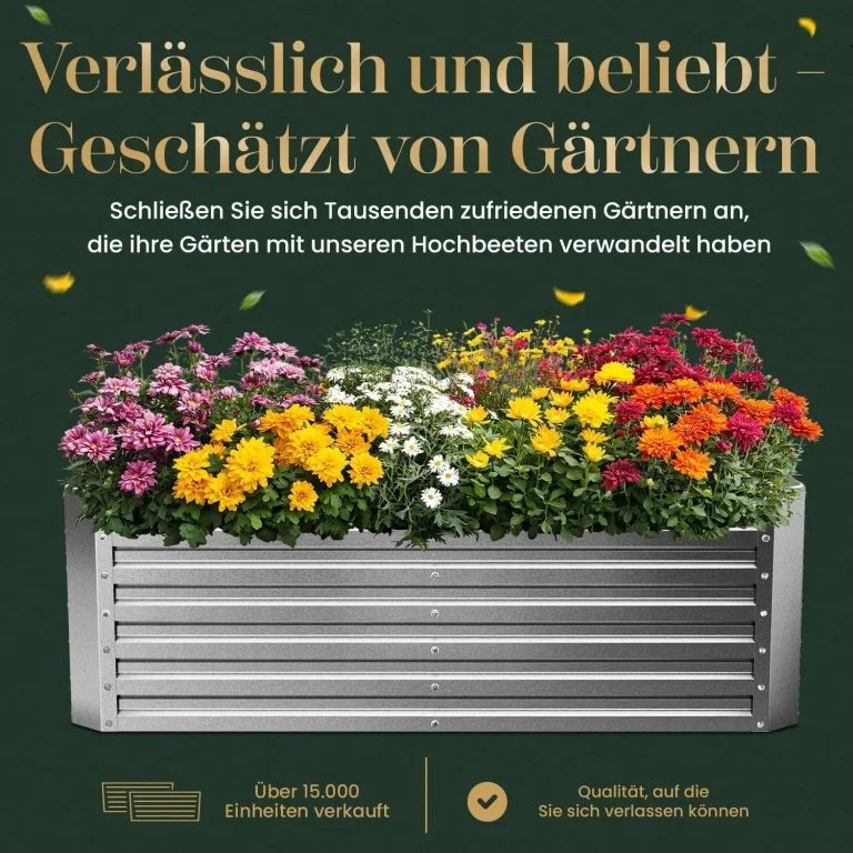 Gabiona | Hochbeet Metall verzinkt 184x90x60 cm – Großes Hochbeet für Garten, Gemüse, Kräuter & Blumen – Wetterfest, rostfrei, stabil – 990 L Volumen – Pflanzkasten rechteckig – Bild 4