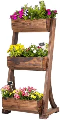 empasa Vertikales Hochbeet 'RAISE 3' Blumenkasten Pflanzkübel Frühbeet Kräuterbeet aus Holz mit drei Etagen, 62 x 47 x 117 cm - Thumbnail 1