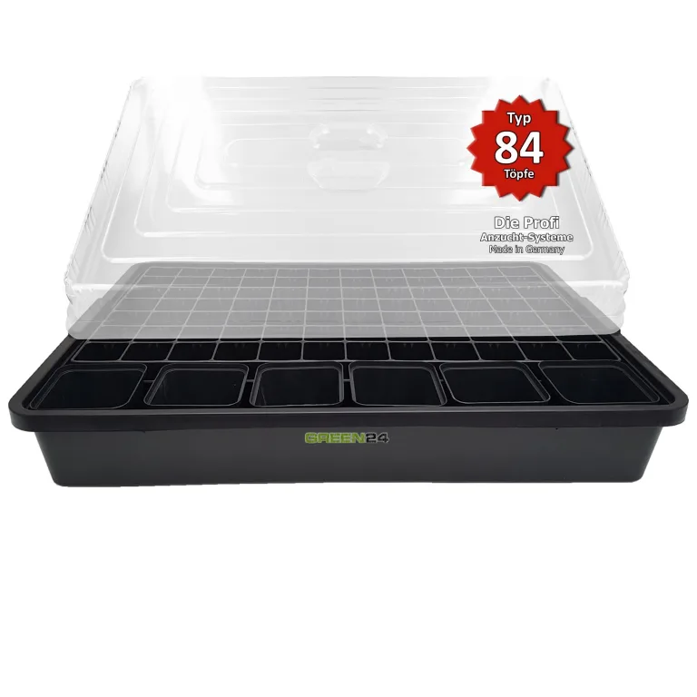 GREEN24 Anzucht-System 84WT Zimmer-Gewächshaus XXL Profi mit automatischer Bewässerung für die Anzucht Zimmer Treibhaus mit Wasser-Wanne + Kapillarsystem + Topfplatte + Haube + Töpfe – Bild 3