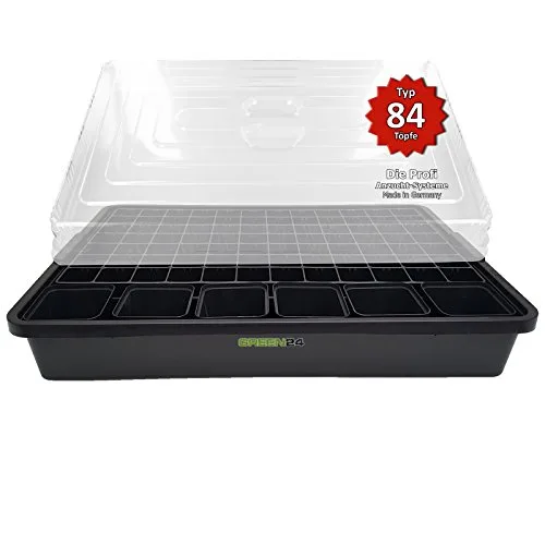 GREEN24 Anzucht-System 84WT Zimmer-Gewächshaus XXL Profi mit automatischer Bewässerung für die Anzucht Zimmer Treibhaus mit Wasser-Wanne + Kapillarsystem + Topfplatte + Haube + Töpfe – Bild 9