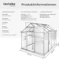 tectake® Aluminium Gewächshaus, 250x185x195 cm, Treibhaus, Tomatenhaus, Frühbeet, Pflanzenhaus, UV beständig, 4 mm Platte, Schiebetür & Dachfenster, Schutz vor Kälte, Regen und Frost - mit Fundament - Thumbnail 7