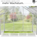 tectake® Aluminium Gewächshaus, 250x185x195 cm, Treibhaus, Tomatenhaus, Frühbeet, Pflanzenhaus, UV beständig, 4 mm Platte, Schiebetür & Dachfenster, Schutz vor Kälte, Regen und Frost - ohne Fundament - Thumbnail 4