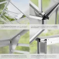 tectake® Aluminium Gewächshaus, 250x185x195 cm, Treibhaus, Tomatenhaus, Frühbeet, Pflanzenhaus, UV beständig, 4 mm Platte, Schiebetür & Dachfenster, Schutz vor Kälte, Regen und Frost - ohne Fundament - Thumbnail 5