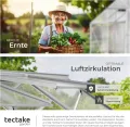 tectake® Aluminium Gewächshaus, 250x185x195 cm, Treibhaus, Tomatenhaus, Frühbeet, Pflanzenhaus, UV beständig, 4 mm Platte, Schiebetür & Dachfenster, Schutz vor Kälte, Regen und Frost - ohne Fundament - Thumbnail 8