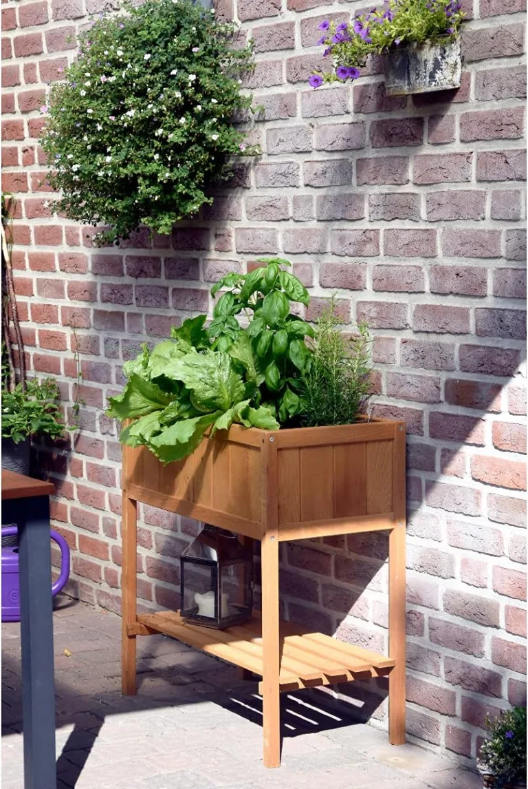 dobar® 58250e kompaktes Hochbeet | Erhöhtes Gemüsebeet | Kräuterbeet aus Holz | Balkonbeet für Salat | Pflanzkasten für Balkon/Garten/Terrasse | 76 x 40 x 80 cm | Braun – Bild 5