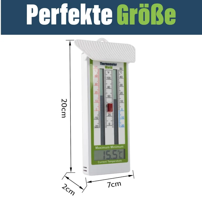 Digitales Gewächshaus-Thermometer – Klassisches Min-Max-Thermometer zur Messung von Maximal- und Minimaltemperaturen – Wandmontiertes Gewächshaus-Minimum-Maximum – Bild 2