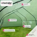 tectake® Gewächshaus Foliengewächshaus 18m² | 600 x 300 x 205 cm | Treibhaus mit 8 Fenster mit Fliegenschutzgitter, Folientunnel zur Überdachung, Tomatenhaus - Thumbnail 3