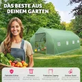 tectake® Gewächshaus Foliengewächshaus 18m² | 600 x 300 x 205 cm | Treibhaus mit 8 Fenster mit Fliegenschutzgitter, Folientunnel zur Überdachung, Tomatenhaus - Thumbnail 4