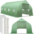 tectake® Gewächshaus Foliengewächshaus 18m² | 600 x 300 x 205 cm | Treibhaus mit 8 Fenster mit Fliegenschutzgitter, Folientunnel zur Überdachung, Tomatenhaus - Thumbnail 1