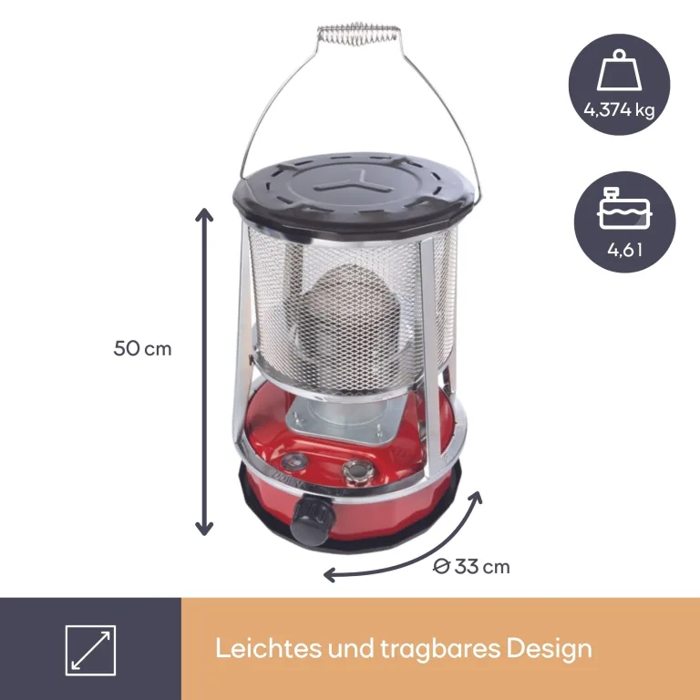 Perel Mobiles Petroleumheizgerät 2600W, tragbarer Kerosinofen für außen und Camping, Docht-Heizung, 4,6L Tank, 18 Stunden Laufzeit, stromlose Notheizung, energiesparende Outdoor-Heizung – Bild 6