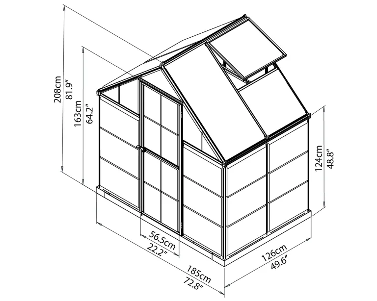 Palram HYBRID 6X4 Bundle Silber Gewächshaus 126x 185x 208 cm – Bild 2