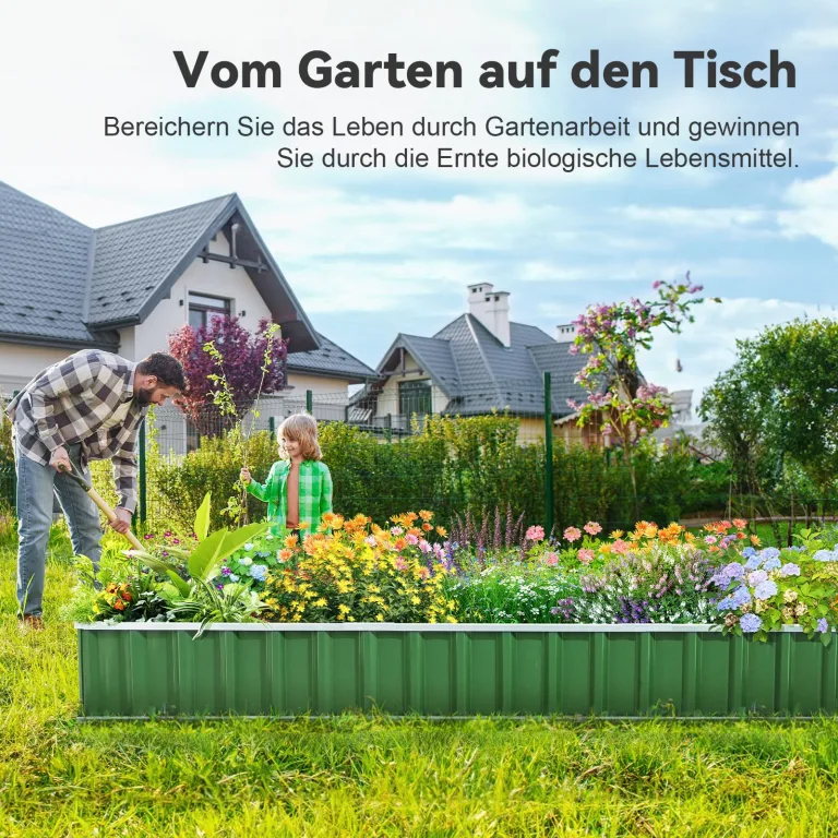 KING BIRD Hochbeete-Kit 258x90x30cm, verzinkt Gartenbeet Pflanzkübel Pflanzkasten mit 8 T-Etiketten&Handschuhen,Grün – Bild 8