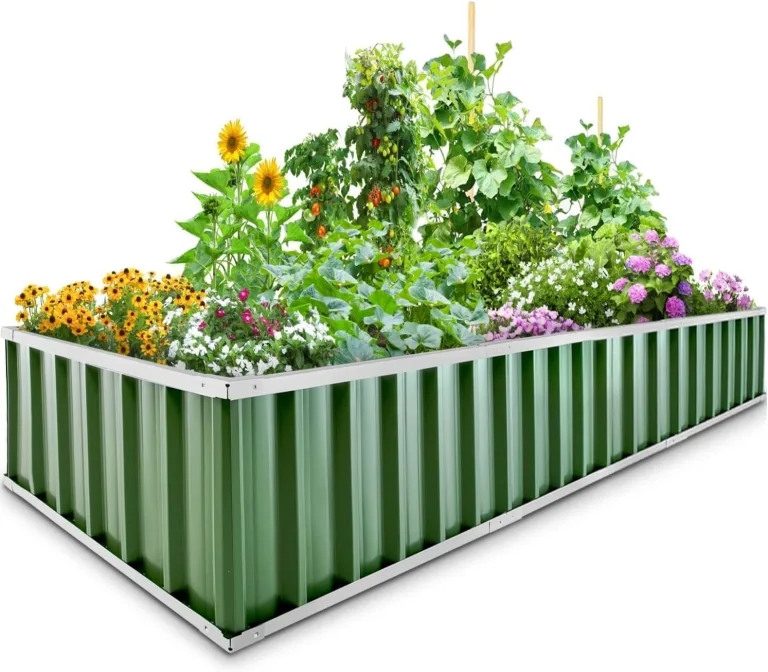 KING BIRD Hochbeete-Kit 258x90x30cm, verzinkt Gartenbeet Pflanzkübel Pflanzkasten mit 8 T-Etiketten&Handschuhen,Grün – Bild 1