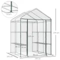 Outsunny Foliengewächshaus begehbares Gartenhäuschen Tomatengewächshaus Treibhaus Frühbeet mit 6 Regalen Transparent Stahl PVC-Kunststoff 143 x 143 x 195 cm - Thumbnail 7