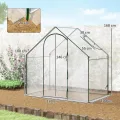 Outsunny Gewächshaus mit Fernster, Rolltür, Winterfest Foliengewächshaus aus Stahl, Treibhaus für Balkon, Garten, Tomatenhaus 180 x 100 x 168 cm, Tomatengewächshaus für Tomaten, Gemüse, Transparent - Thumbnail 7