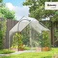 Outsunny Gewächshaus mit Fernster, Rolltür, Winterfest Foliengewächshaus aus Stahl, Treibhaus für Balkon, Garten, Tomatenhaus 180 x 100 x 168 cm, Tomatengewächshaus für Tomaten, Gemüse, Transparent - Thumbnail 2