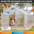 BRAST Gewächshaus Aluminium mit Fundament | 42 Modelle | 130x190x195cm - 490x250x235cm | TÜV geprüft | 6mm Hohlkammerplatten | rostfrei wetterfest temperaturbeständig | 490x250x205cm Silber - Thumbnail 6
