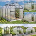 BRAST Gewächshaus Aluminium mit Fundament | 42 Modelle | 130x190x195cm - 490x250x235cm | TÜV geprüft | 6mm Hohlkammerplatten | rostfrei wetterfest temperaturbeständig | 490x250x205cm Silber - Thumbnail 10