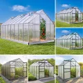 BRAST Gewächshaus Aluminium mit Fundament | 42 Modelle | 130x190x195cm - 490x250x235cm | TÜV geprüft | 6mm Hohlkammerplatten | rostfrei wetterfest temperaturbeständig | 490x250x205cm Silber - Thumbnail 1