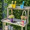 UNUS Pflanztisch aus Holz mit Zink-Arbeitsplatte, 78x36x131 cm, Pflanzregal in Grau für Balkon, Terrasse & Garten, Gartentisch mit Ablagen – Bild 3