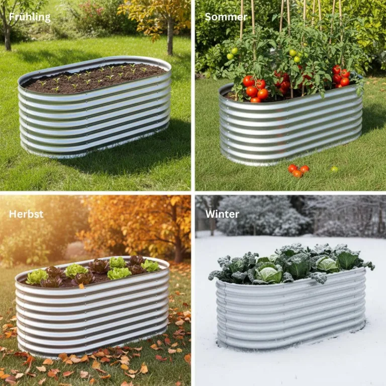 RS Trade Hochbeet Rimini L Metall oval 160x80x80 cm für draussen, verzinktes Stahl Pflanzbeet Outdoor, Gemüsebeet Wellblech, wetterfest, stabil, Balkon Terrasse Garten, Silber – Bild 4