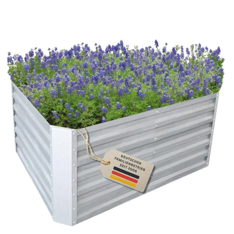 RS Trade Hochbeet Rimini L Metall oval 160x80x80 cm für draussen, verzinktes Stahl Pflanzbeet Outdoor, Gemüsebeet Wellblech, wetterfest, stabil, Balkon Terrasse Garten, Silber – Bild 8