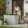 RS Trade Hochbeet Rimini L Metall oval 160x80x80 cm für draussen, verzinktes Stahl Pflanzbeet Outdoor, Gemüsebeet Wellblech, wetterfest, stabil, Balkon Terrasse Garten, Silber - Thumbnail 2