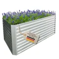 RS Trade Hochbeet Rimini L Metall oval 160x80x80 cm für draussen, verzinktes Stahl Pflanzbeet Outdoor, Gemüsebeet Wellblech, wetterfest, stabil, Balkon Terrasse Garten, Silber - Thumbnail 10