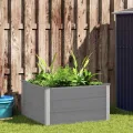 vidaXL Garten Hochbeet Pflanzkasten Blumenkasten Gemüsebeet Pflanzkübel Blumenkübel Frühbeet Gartenbeet Pflanzbeet WPC 100x100x54cm Grau - Thumbnail 2
