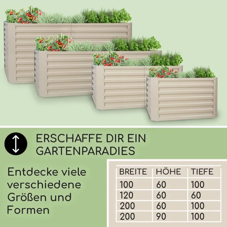 blumfeldt Hochbeet aus Metall, Wetterfestes Stahlblech-Hochbeet für Balkon & Garten, Rostfreies Hochbeet, Freistehende Hochbeete 180x60x90 cm, 970L Pflanzkübel Groß für Blumen, Obst, Gemüse – Bild 7