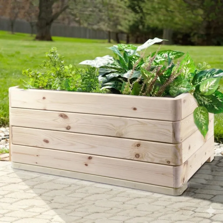 Hochbeet massiver Pflanzkasten Dona (Fichte, 118 x 50 cm) – Stabiler Pflanzkasten mit Vlies, wetterfest & fertig montiert – Bild 3