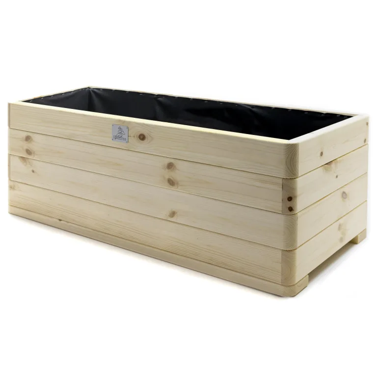 Hochbeet massiver Pflanzkasten Dona (Fichte, 118 x 50 cm) – Stabiler Pflanzkasten mit Vlies, wetterfest & fertig montiert – Bild 1