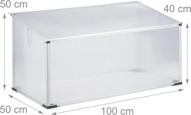 Relaxdays Frühbeet Alu, Stecksystem, lichtdurchlässig, UV-Schutz, Mini Gewächshaus, HxBxT: 100 x 50 x 50 cm, transparent – Bild 4