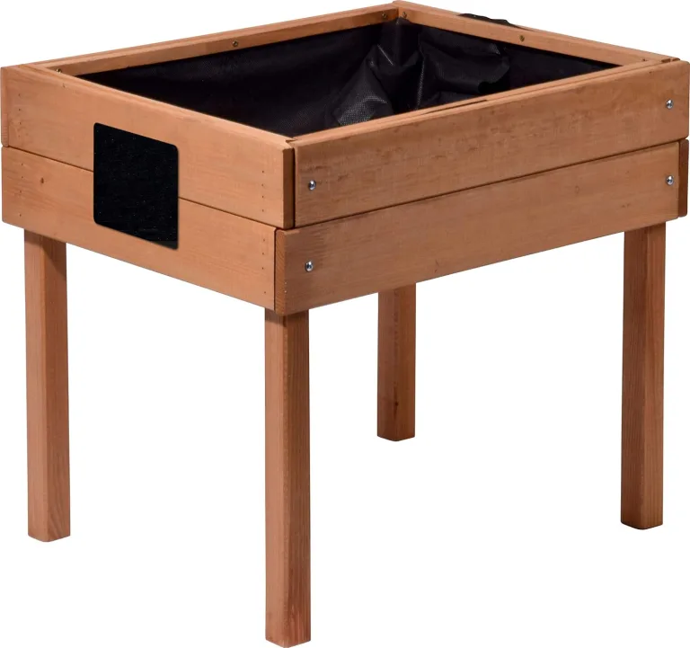 dobar® 58510FSC Kinderhochbeet mit Kreidetafel | Mini Hochbeet Holz | erhöhter Pflanzkasten für Kinder | Salatbeet auf Stelzen | Kleines Kräuterbeet Garten/Terrasse/Balkon | 50 x 40 x 45 cm | Braun – Bild 1