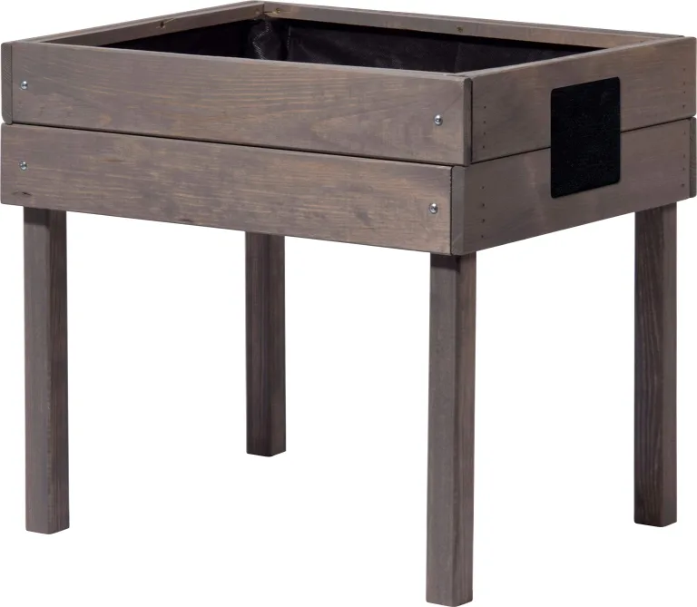 dobar® 58511FSC Kinderhochbeet mit Kreidetafel | Mini Hochbeet Holz | erhöhter Pflanzkasten für Kinder | Salatbeet auf Stelzen | Kleines Kräuterbeet für Garten/Terrasse/Balkon | 50 x 40 x 45 cm | Grau – Bild 2