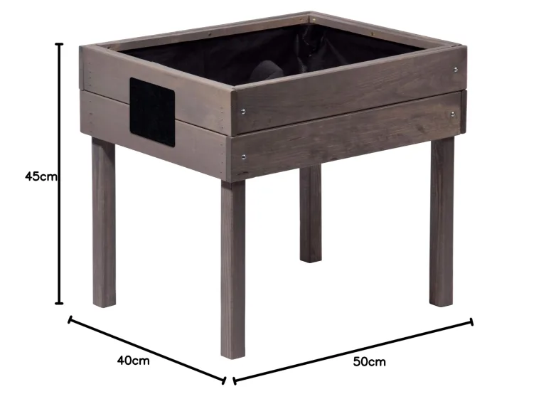dobar® 58511FSC Kinderhochbeet mit Kreidetafel | Mini Hochbeet Holz | erhöhter Pflanzkasten für Kinder | Salatbeet auf Stelzen | Kleines Kräuterbeet für Garten/Terrasse/Balkon | 50 x 40 x 45 cm | Grau – Bild 6