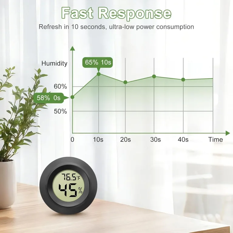 EEEKit Mini Hygrometer Thermometer, 5 Stück Klein Hydrometers, Feuchtigkeitsmesser Temperaturmessgerät für Keller Gewächshaus, Schwarzer Rund – Bild 4