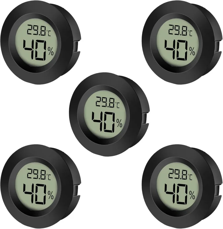 EEEKit Mini Hygrometer Thermometer, 5 Stück Klein Hydrometers, Feuchtigkeitsmesser Temperaturmessgerät für Keller Gewächshaus, Schwarzer Rund – Bild 1